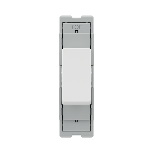 BG GridLite Evolve Gloss White 20A 16AX Intermediate Switch Module MPCDW13 – front view