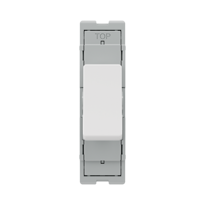 BG GridLite Evolve Gloss White 20A 16AX Intermediate Switch Module MPCDW13 – front view