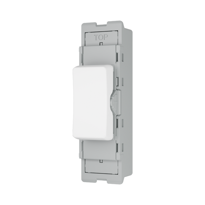 BG GridLite Evolve Gloss White 20A 2 Way Single Pole Retractive Centre-Off Switch Module MPCDW142C – angled view