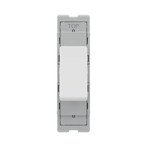 BG GridLite Evolve Gloss White 20A 2 Way Retractive Switch Module MPCDW142 – front view