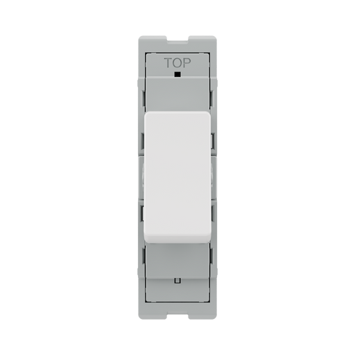 BG GridLite Evolve Gloss White 20A 1 Way Retractive Switch Module MPCDW14 – front view
