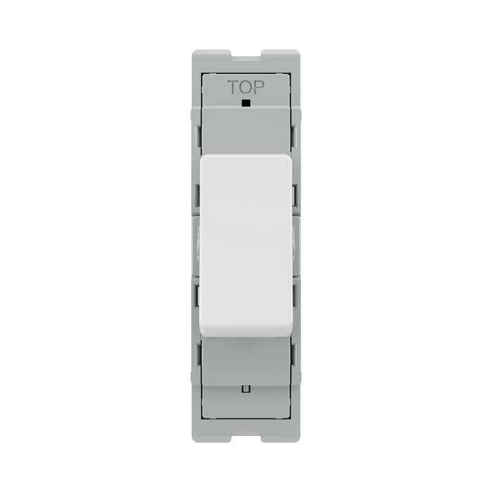 BG GridLite Evolve Gloss White 20A 1 Way Retractive Switch Module MPCDW14 – front view