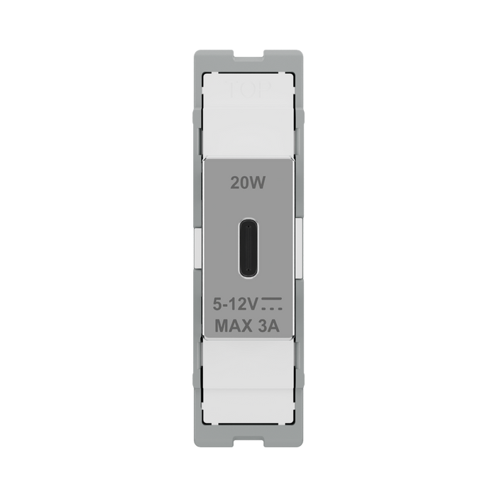 BG GridLite Polished Chrome 20W USB-C Charging Module MPCUSBC20W – front view