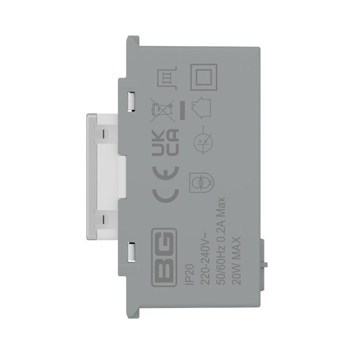 BG GridLite Polished Chrome 20W USB-C Charging Module MPCUSBC20W – side view