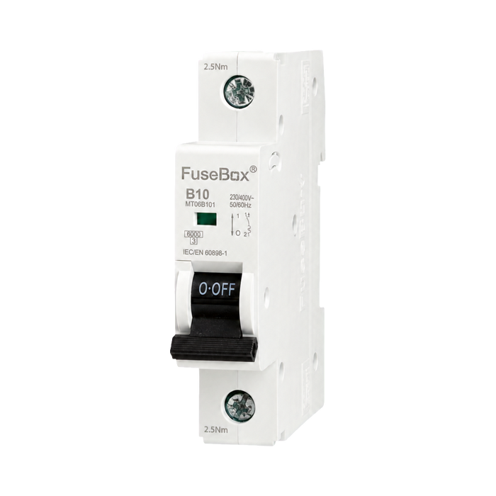FuseBox 10A B Curve 6kA Single Pole MCB MT06B101