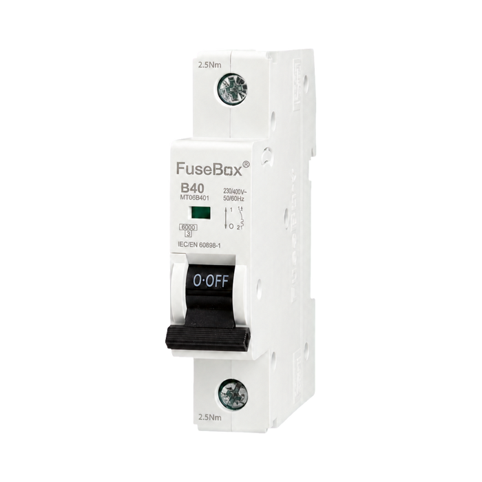 FuseBox 40A B Curve 6kA Single Pole MCB MT06B401