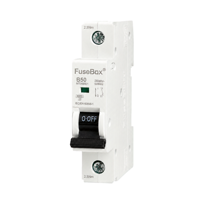 FuseBox 50A B Curve 6kA Single Pole MCB MT06B501