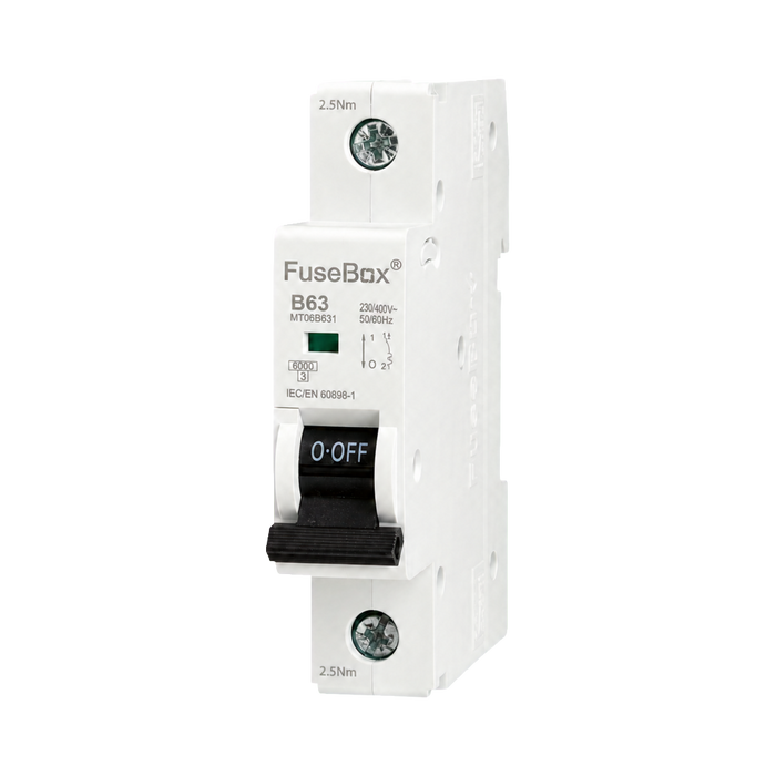 FuseBox 63A B Curve 6kA Single Pole MCB MT06B631