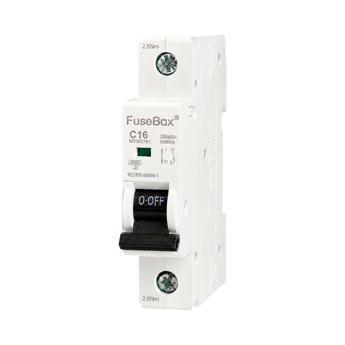 FuseBox 16A C Curve 6kA Single Pole MCB MT06C161