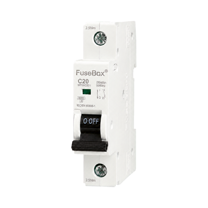 FuseBox 20A C Curve 6kA Single Pole MCB MT06C201