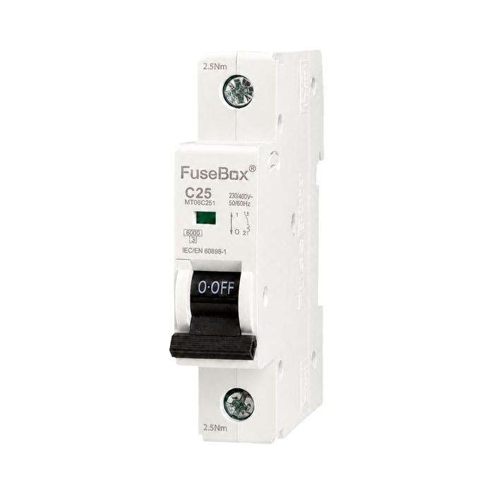FuseBox 25A C Curve 6kA Single Pole MCB MT06C251