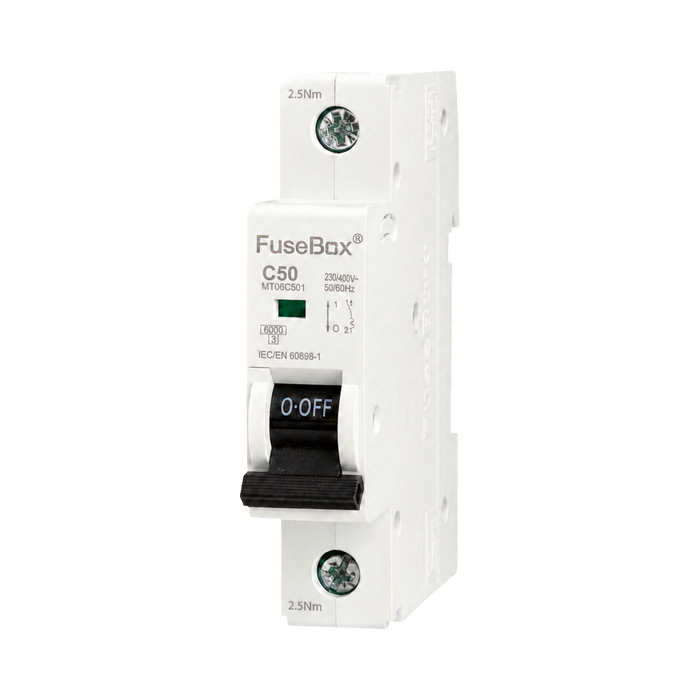 FuseBox 50A C Curve 6kA Single Pole MCB MT06C501