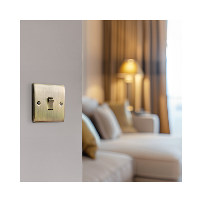 BG Nexus Metal Antique Brass 1G 2W Light Switch NAB12