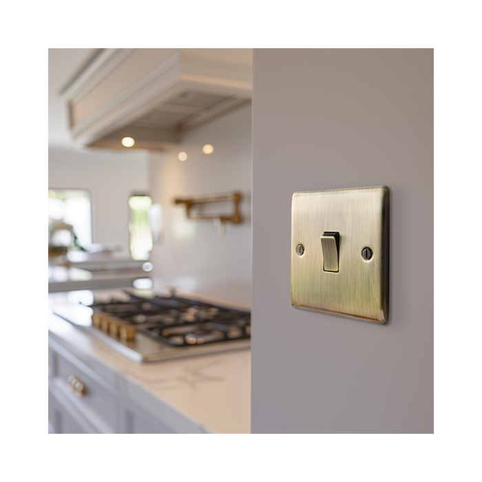 BG Nexus Metal Antique Brass 1G 2W Light Switch NAB12