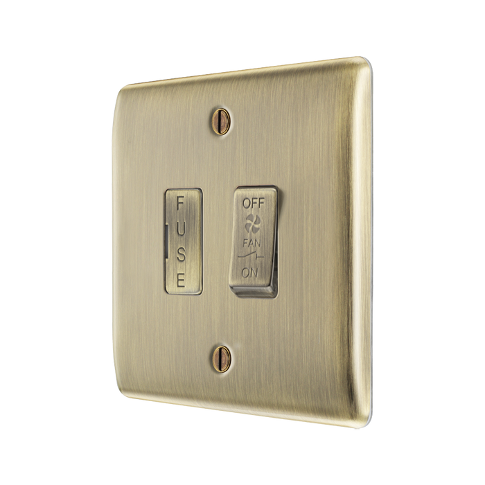 BG Nexus Metal Antique Brass Fused Fan Isolator Switch NAB15F