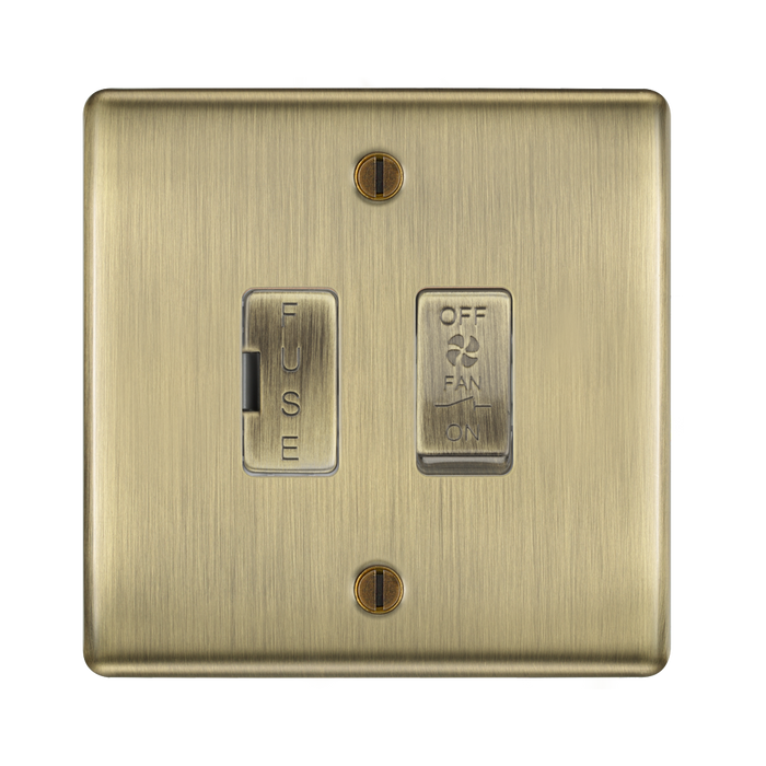 BG Nexus Metal Antique Brass Fused Fan Isolator Switch NAB15F