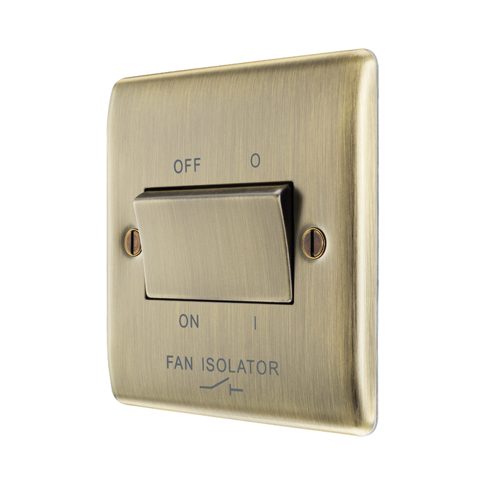 BG Nexus Metal Antique Brass Fan Isolator Switch NAB15