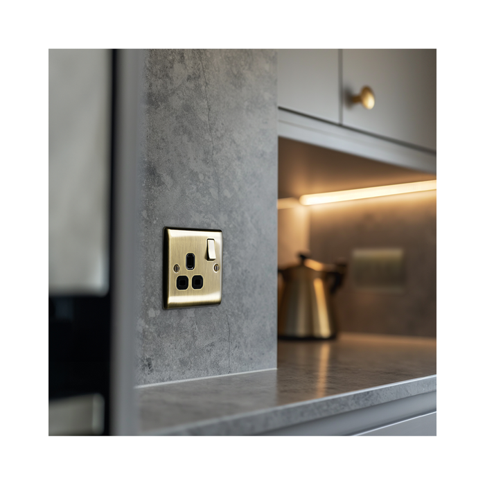 BG Nexus Metal Antique Brass 13A Single Socket NAB21B