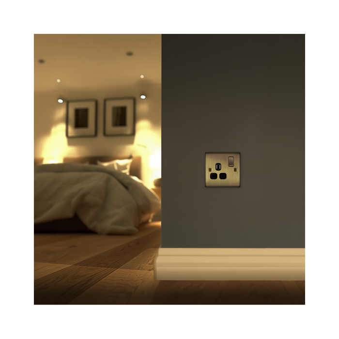 BG Nexus Metal Antique Brass 13A Single Socket NAB21B