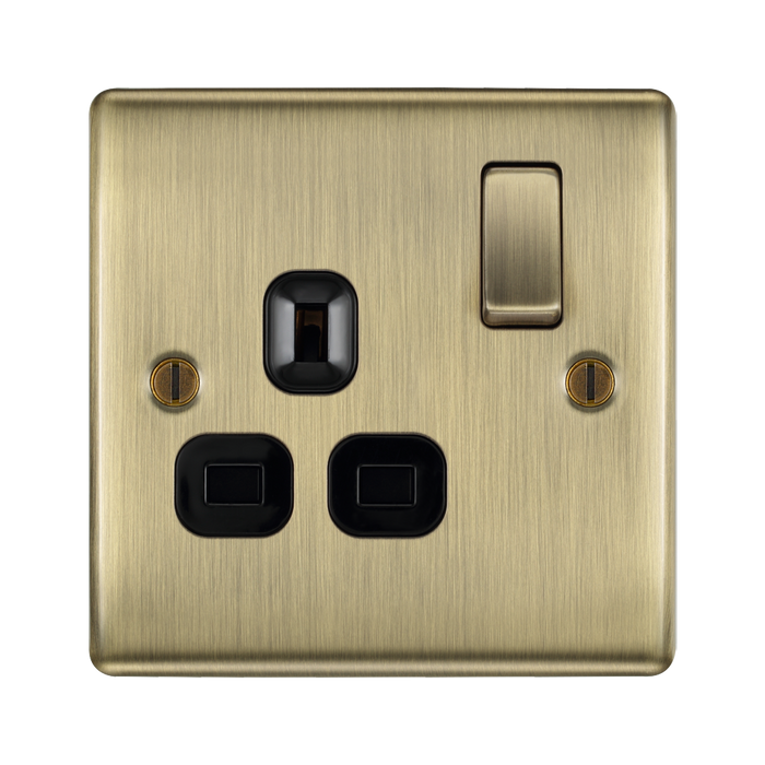 BG Nexus Metal Antique Brass 13A Single Socket NAB21B