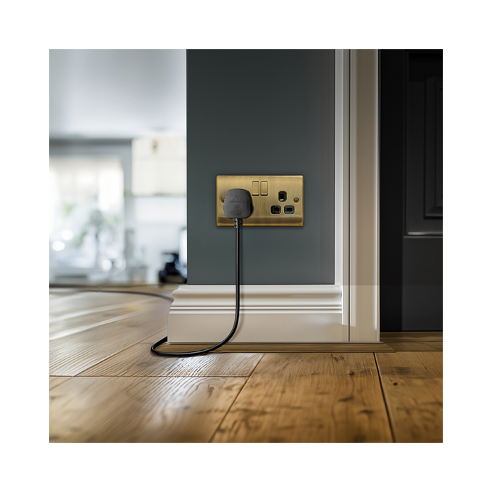 BG Nexus Metal Antique Brass 13A Double Socket NAB22B