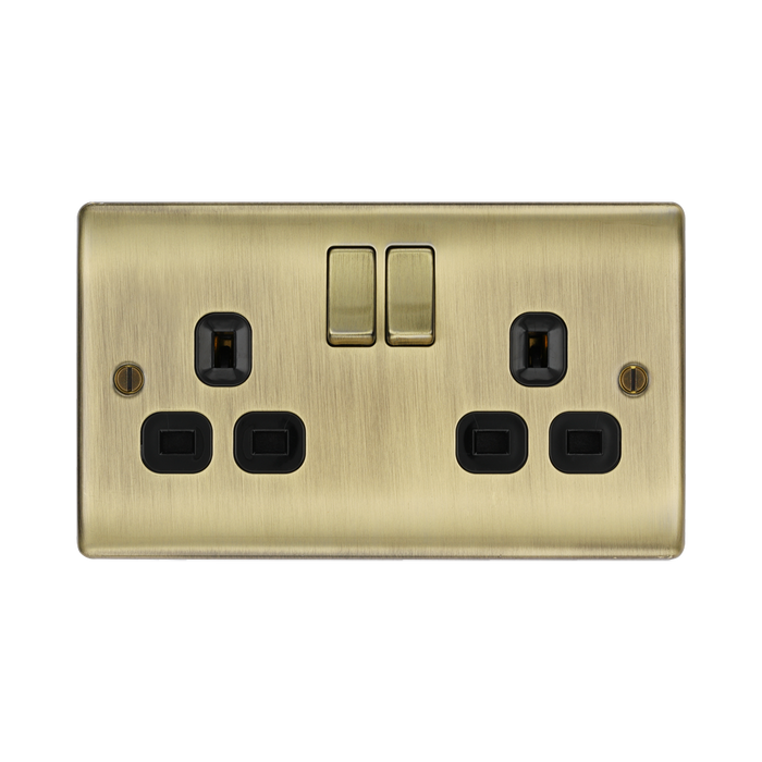 BG Nexus Metal Antique Brass 13A Double Socket NAB22B