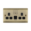 BG Nexus Metal Antique Brass 13A Double USB Socket with 12W A+C NAB22UAC12B