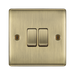 Front view of BG Nexus Metal Antique Brass 2W & Intermediate Light Switch NAB2WINT