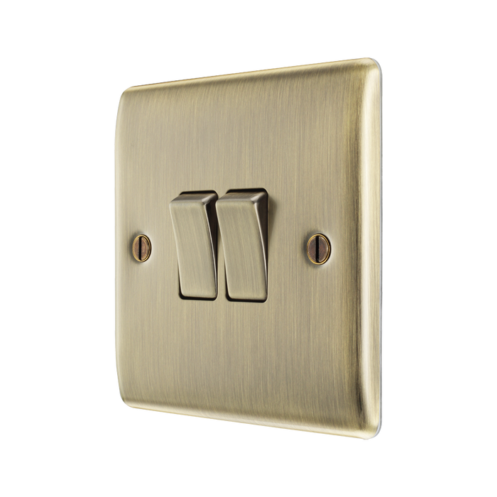 BG Nexus Metal Antique Brass 2G 2W Light Switch NAB42