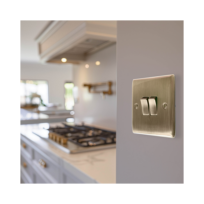 BG Nexus Metal Antique Brass 2G 2W Light Switch NAB42