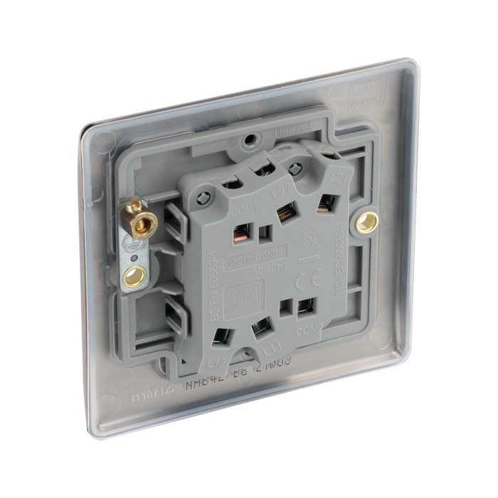 BG Nexus Metal Antique Brass 2G 2W Light Switch NAB42