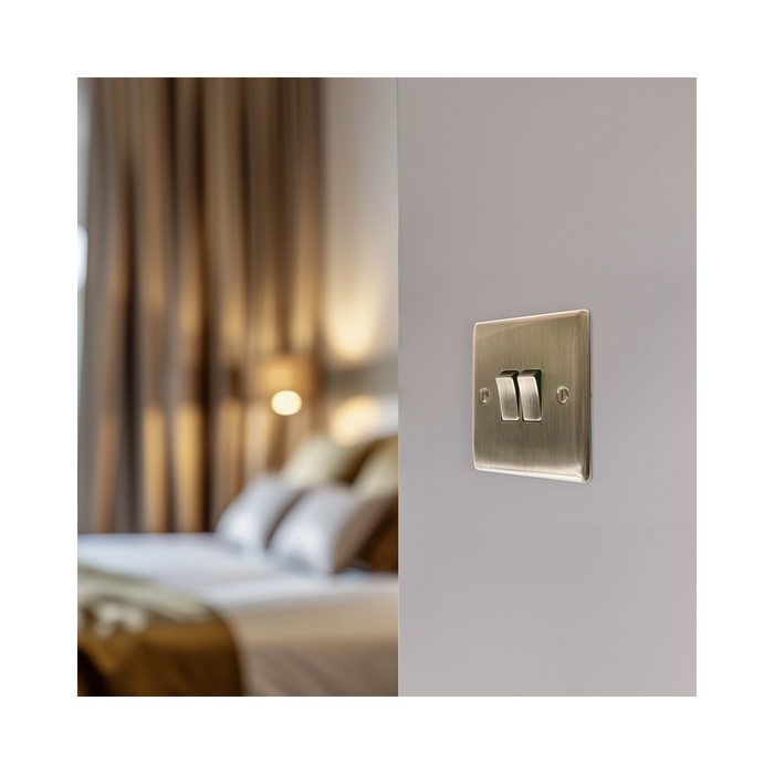 BG Nexus Metal Antique Brass 2G 2W Light Switch NAB42