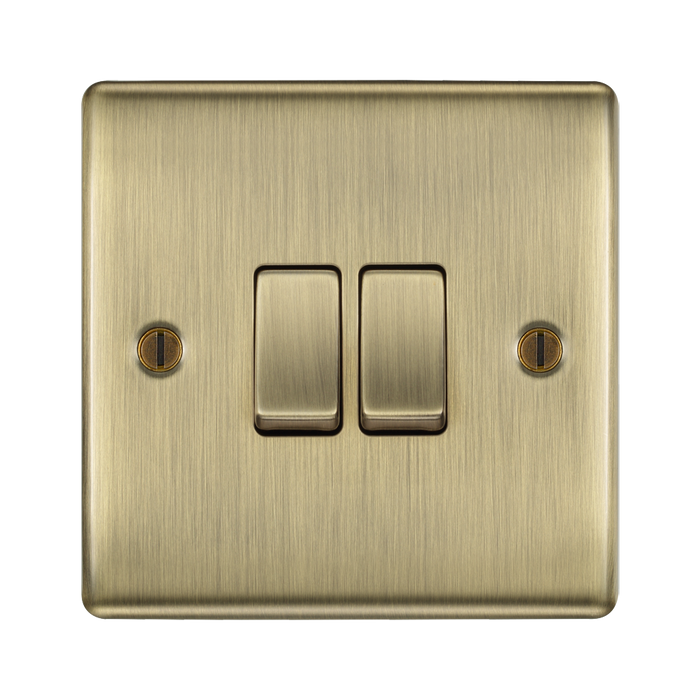 BG Nexus Metal Antique Brass 2G 2W Light Switch NAB42