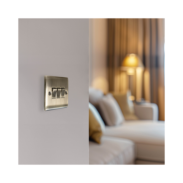 BG Nexus Metal Antique Brass 3G 2W Light Switch NAB43