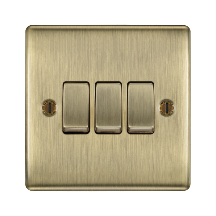 BG Nexus Metal Antique Brass 3G 2W Light Switch NAB43