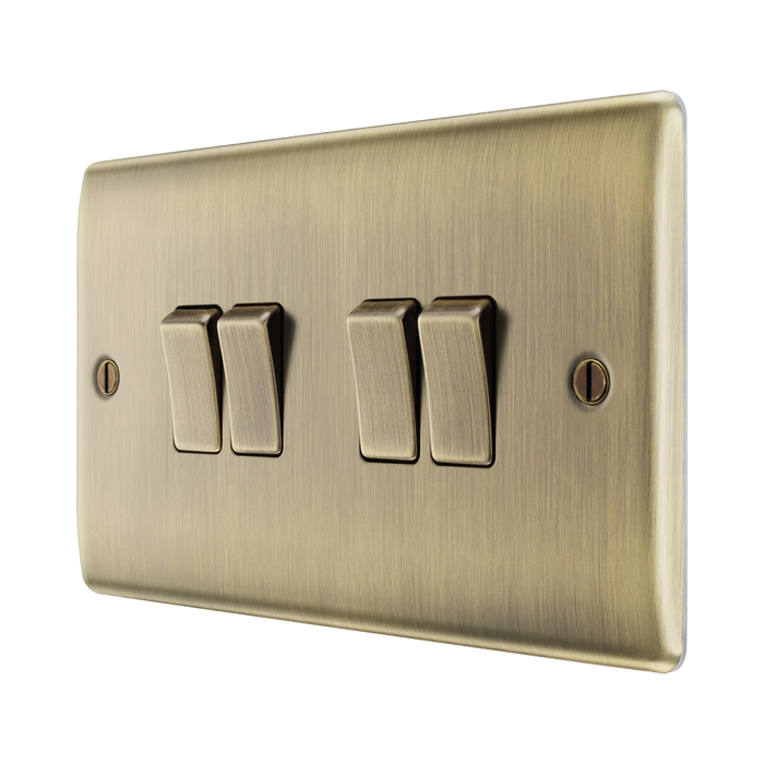 BG Nexus Metal Antique Brass 4G 2W Light Switch NAB44