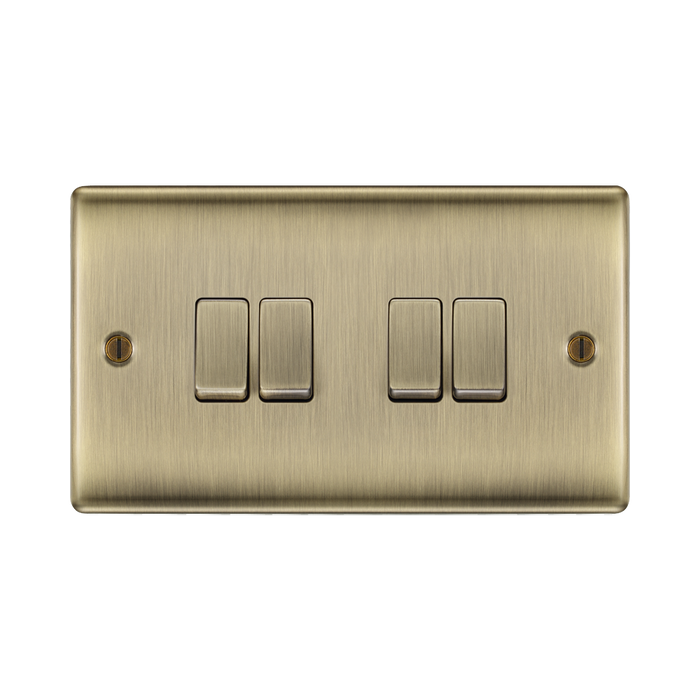 BG Nexus Metal Antique Brass 4G 2W Light Switch NAB44