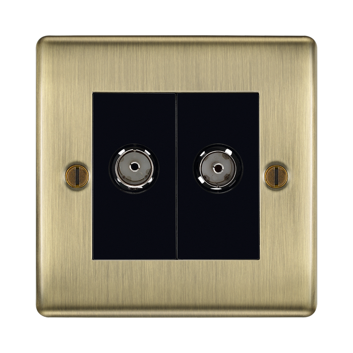 BG Nexus Metal Antique Brass Double Co-axial Socket NAB61B
