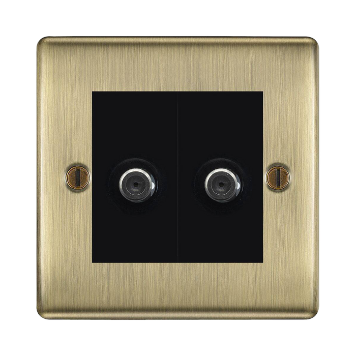 BG Nexus Metal Antique Brass Double Satellite Socket NAB642B