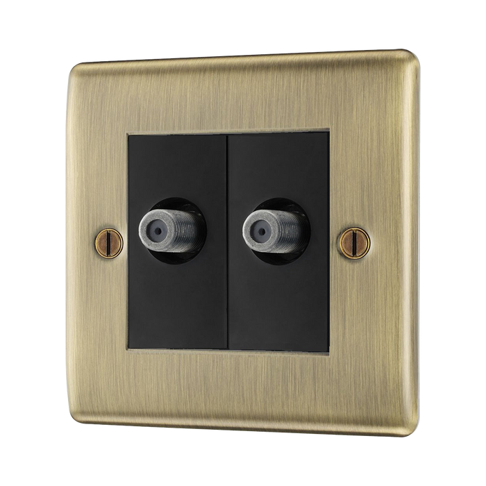 BG Nexus Metal Antique Brass Double Satellite Socket NAB642B – right view