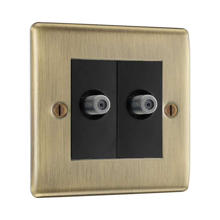 BG Nexus Metal Antique Brass Double Satellite Socket NAB642B – left view