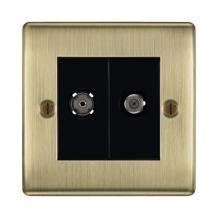 BG Nexus Metal Antique Brass TV & Satellite Socket NAB65B