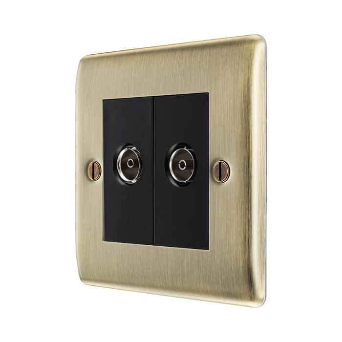 BG Nexus Metal Antique Brass TV & FM Socket NAB66B