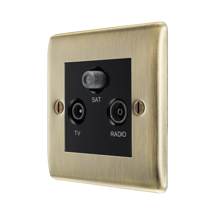BG Nexus Metal Antique Brass TV/FM/SAT Socket NAB67B