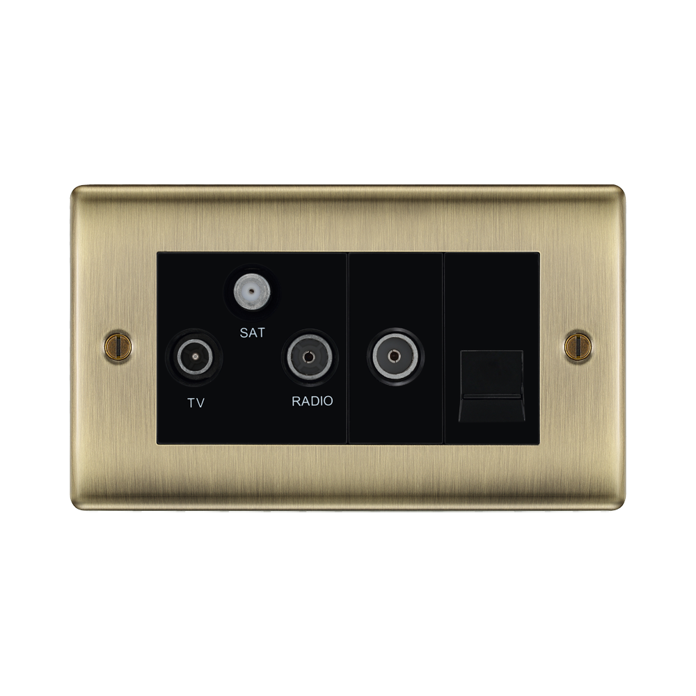 BG Nexus Metal Antique Brass Triplex Combination TV Socket NAB68B | RS ...