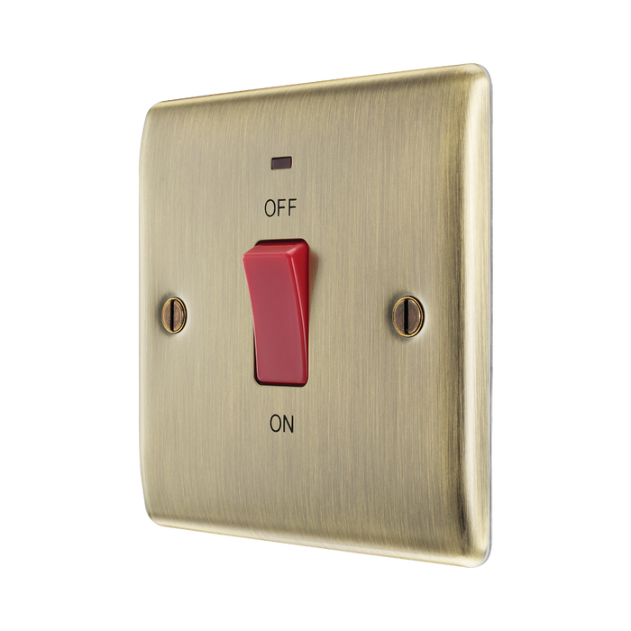 BG Nexus Metal Antique Brass 45A Cooker Switch NAB74