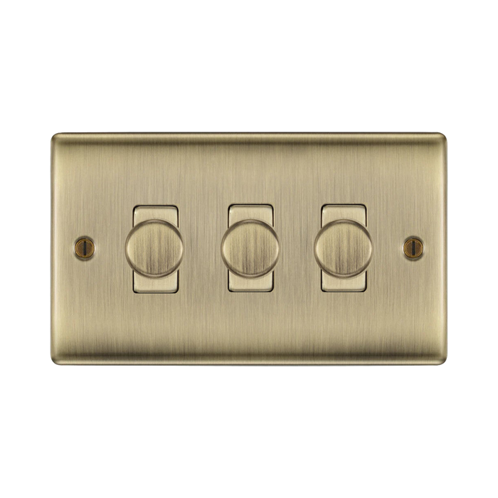 BG Nexus Metal Antique Brass 3G Dimmer Switch NAB83