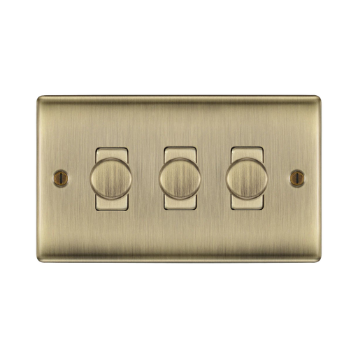 BG Nexus Metal Antique Brass 3G Dimmer Switch NAB83
