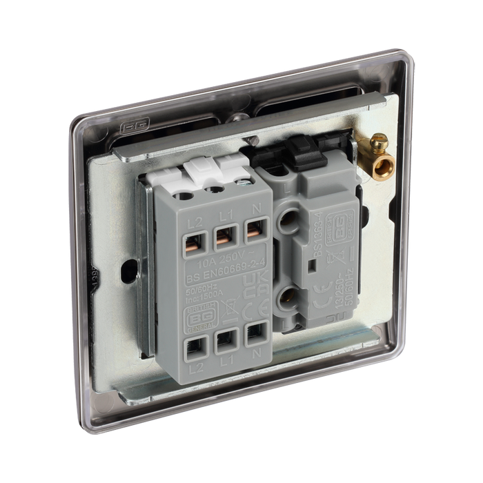 BG Nexus Metal Black Nickel Fused Fan Isolator Switch NBN15F