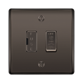 Bronze electrical switch with fuse and fan control indicators on a white background